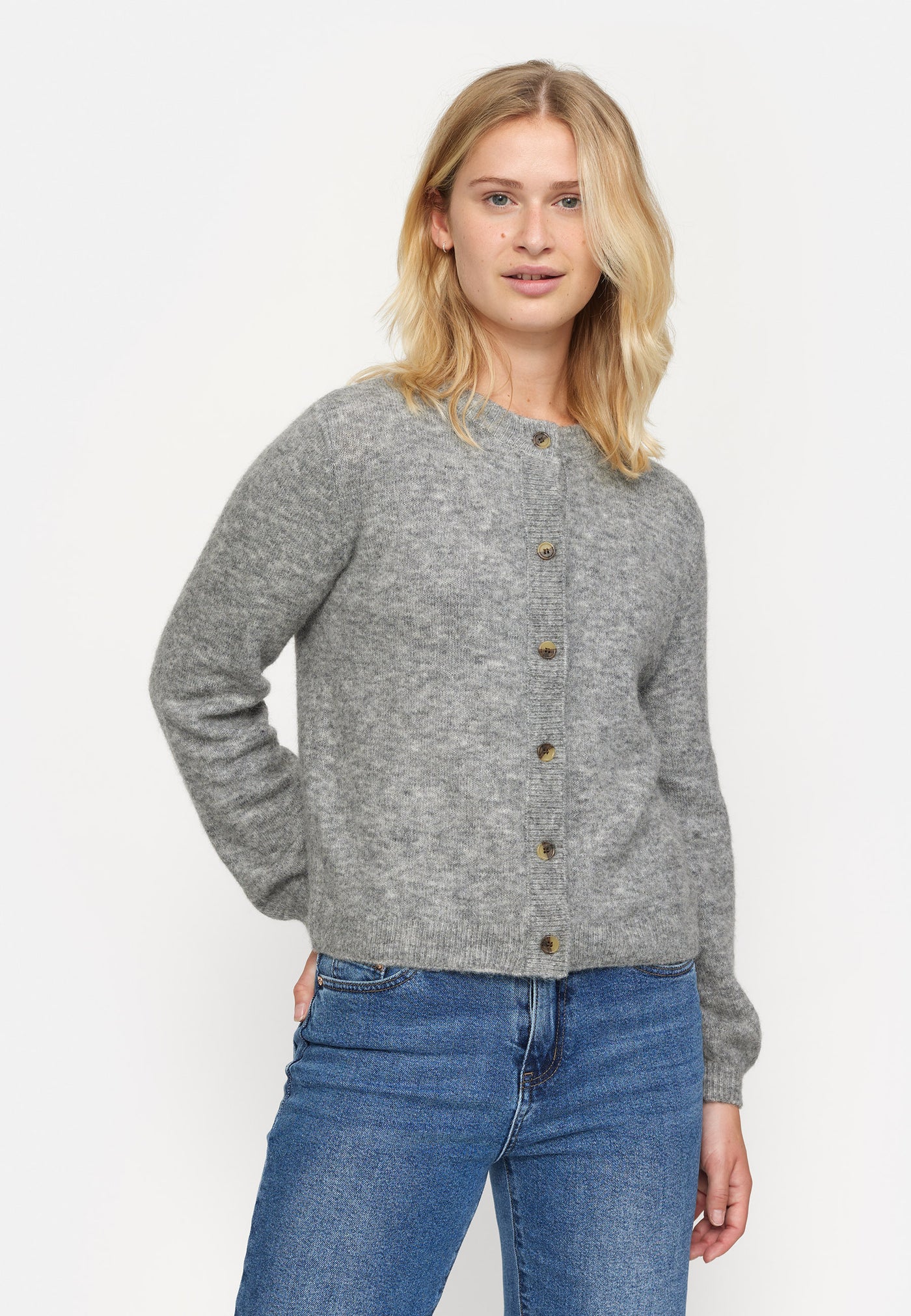 Soft Rebels Allison O-neck Cardigan knit Knitwear 005 Medium Grey Melange