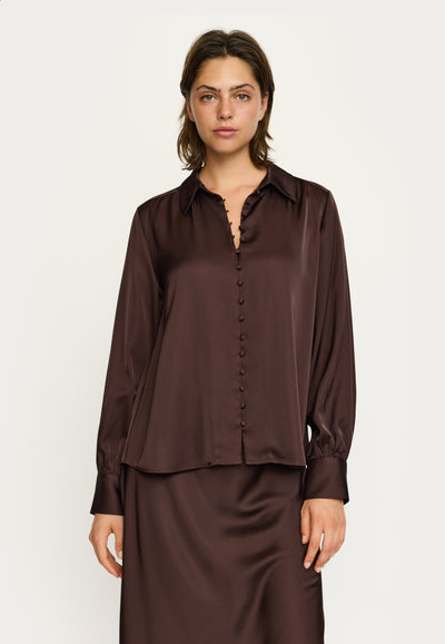 Soft Rebels SRAbia LS Blouse Shirts & Blouse 664 Coffee Bean