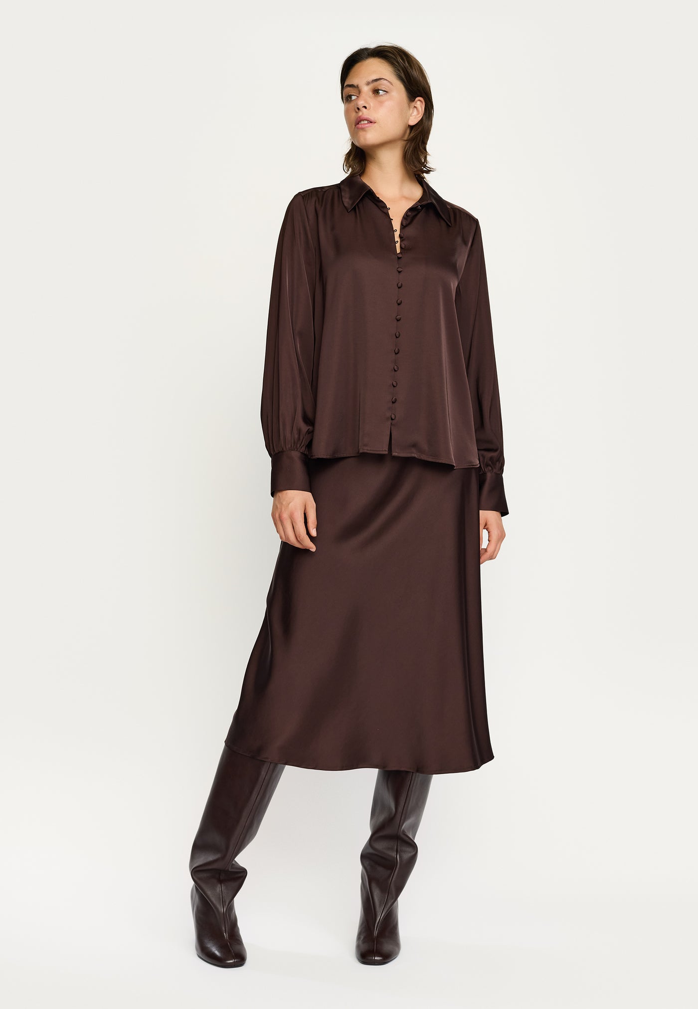 Soft Rebels SRAbia LS Blouse Shirts & Blouse 664 Coffee Bean