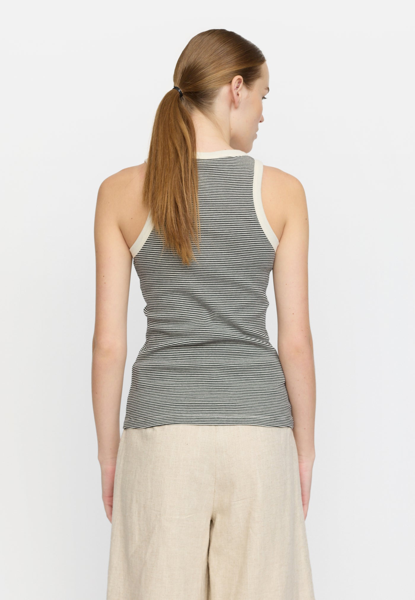 Soft Rebels SRAdelynn Button Tank Top Stripe GOTS Tops & t-shirts 742 Stripe - 001 Black / 272 Arctic Wolf
