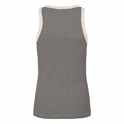 Soft Rebels SRAdelynn Button Tank Top Stripe GOTS Tops & t-shirts 742 Stripe - 001 Black / 272 Arctic Wolf