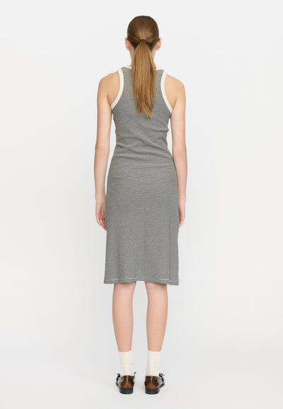 Soft Rebels SRAdelynn Tank Dress Stripe GOTS Dresses & jumpsuits 742 Stripe - 001 Black / 272 Arctic Wolf