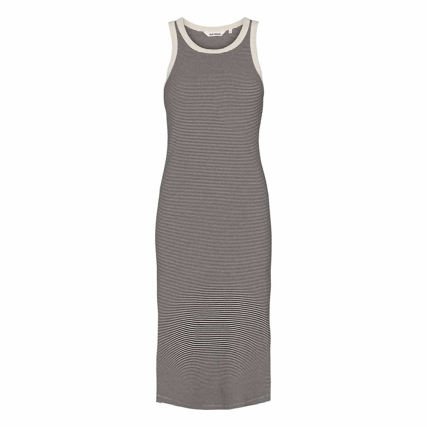 Soft Rebels SRAdelynn Tank Dress Stripe GOTS Dresses & jumpsuits 742 Stripe - 001 Black / 272 Arctic Wolf