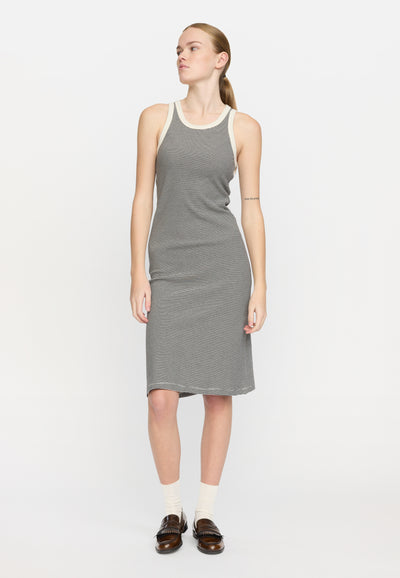 Soft Rebels SRAdelynn Tank Dress Stripe GOTS Dresses & jumpsuits 742 Stripe - 001 Black / 272 Arctic Wolf