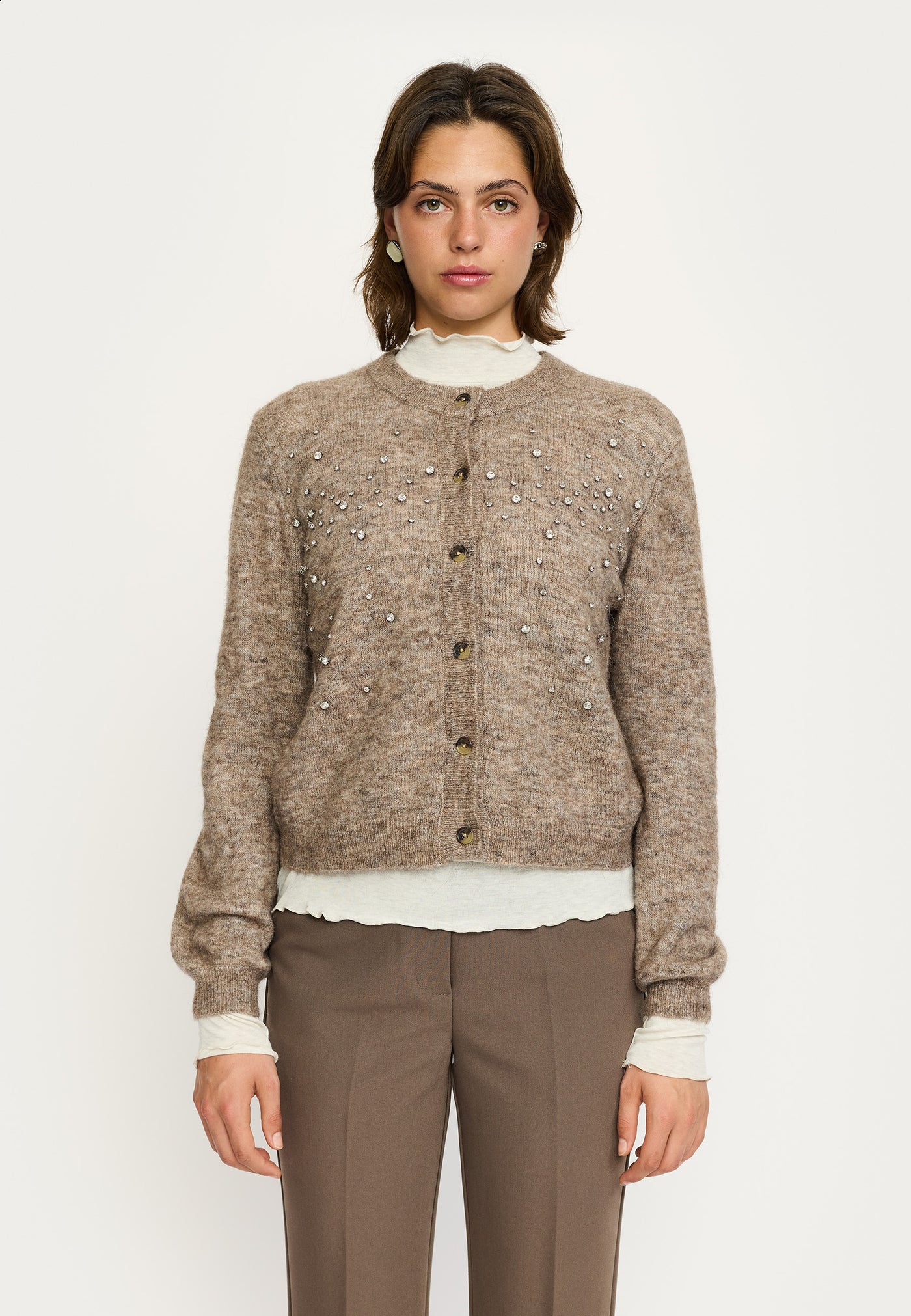 Soft Rebels SRAllison Jewel Cardigan Knit - RWS Knitwear 024 Falcon Melange
