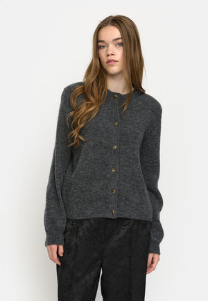 Soft Rebels SRAllison o-neck cardigan knit Knitwear 053 Medium Grey Melange