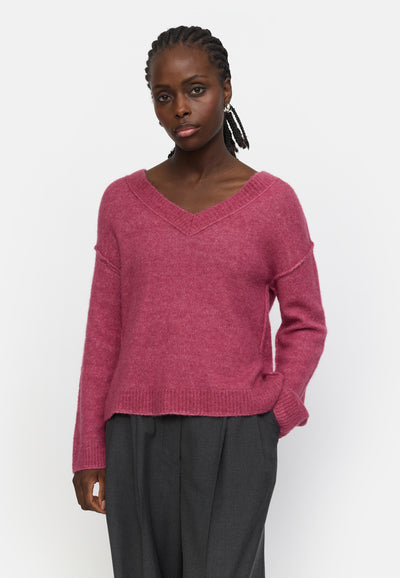 Soft Rebels SRAllison V-neck Knit Knitwear 286 Rose Wine Melange