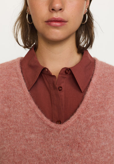 Soft Rebels SRAllison V Knit - RWS Knitwear 718 Rose Dawn Melange