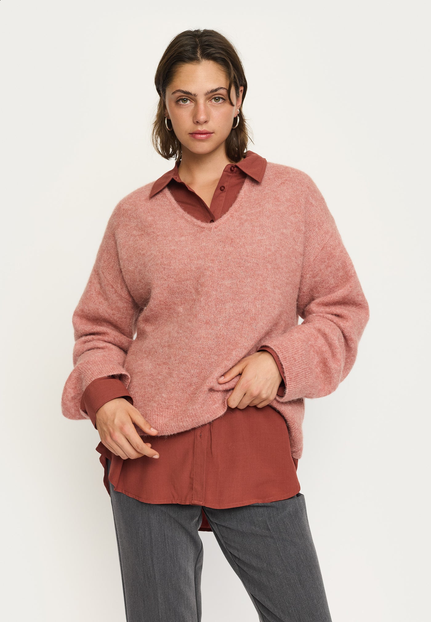 Soft Rebels SRAllison V Knit - RWS Knitwear 718 Rose Dawn Melange
