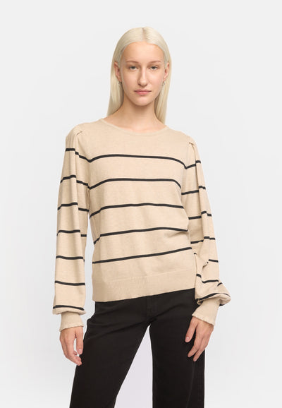 Soft Rebels SRAnalia Stripe Knit Knitwear 303 Feather Gray Melange