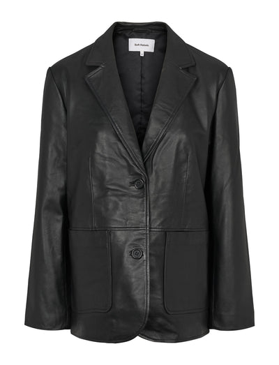 Soft Rebels SRDella Leather Blazer Leather 001 Black
