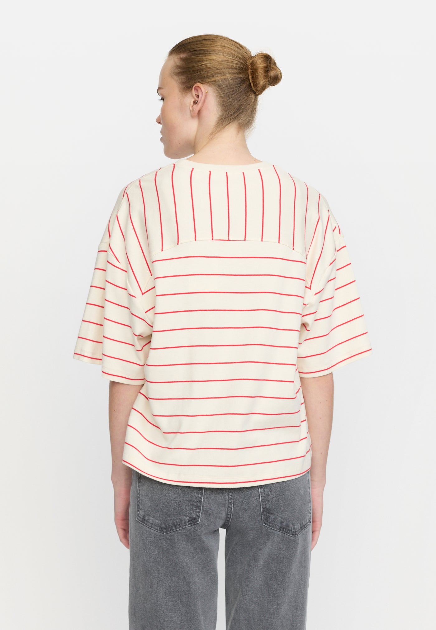 Soft Rebels SRElora Hella T-shirt GOTS Tops & t-shirts 272 Arctic Wolf / Racing Red stripes
