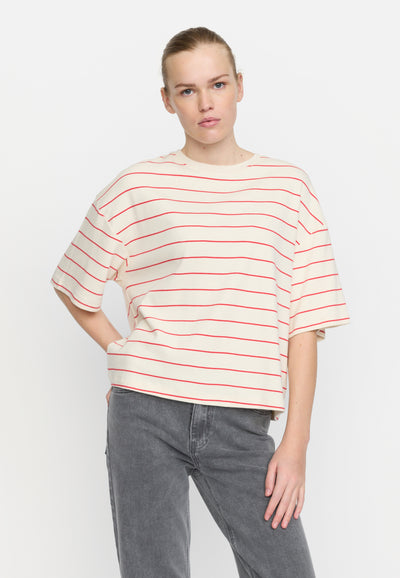 Soft Rebels SRElora Hella T-shirt GOTS Tops & t-shirts 272 Arctic Wolf / Racing Red stripes