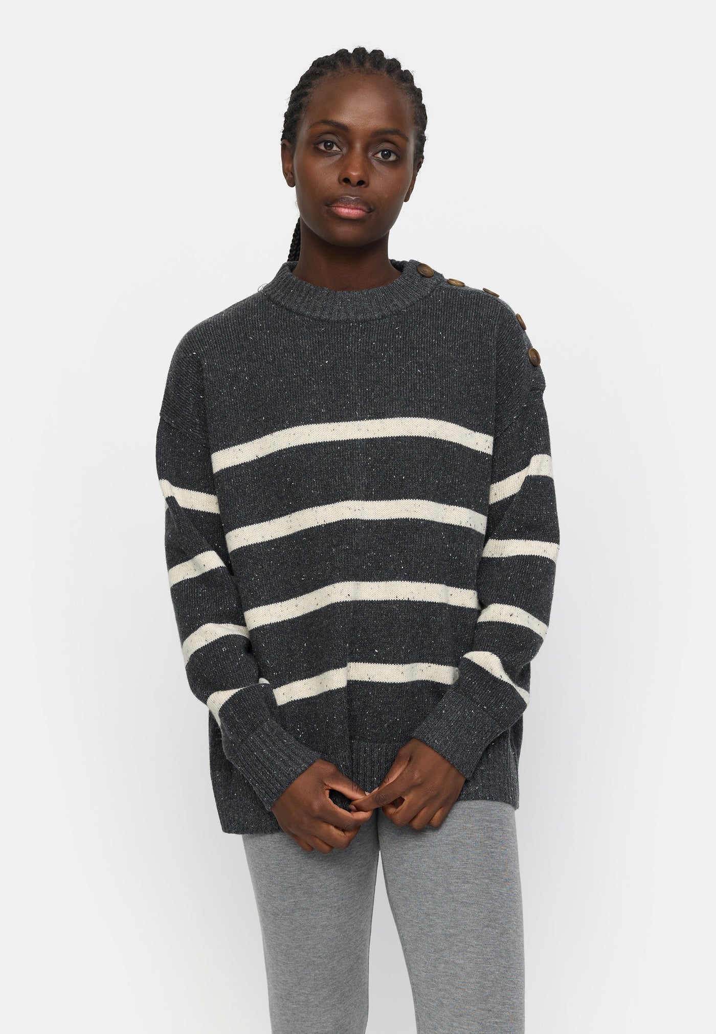 Soft Rebels SREmerald stripe Knit Knitwear 137 Dark grey melange