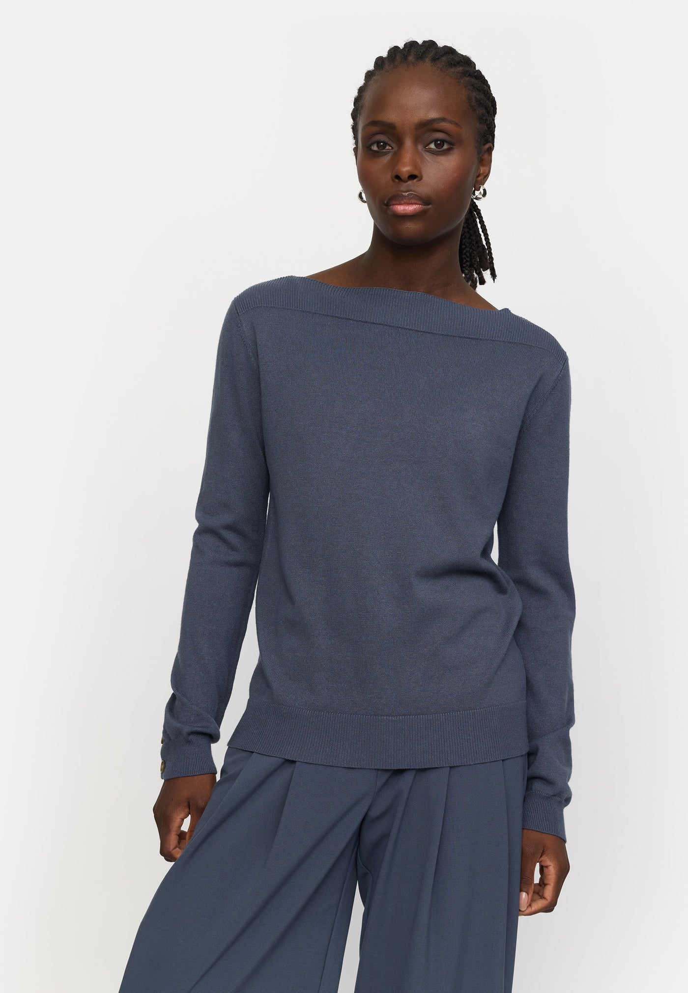 Soft Rebels SREpira Boatneck Knit Knitwear 271 Ombre Blue