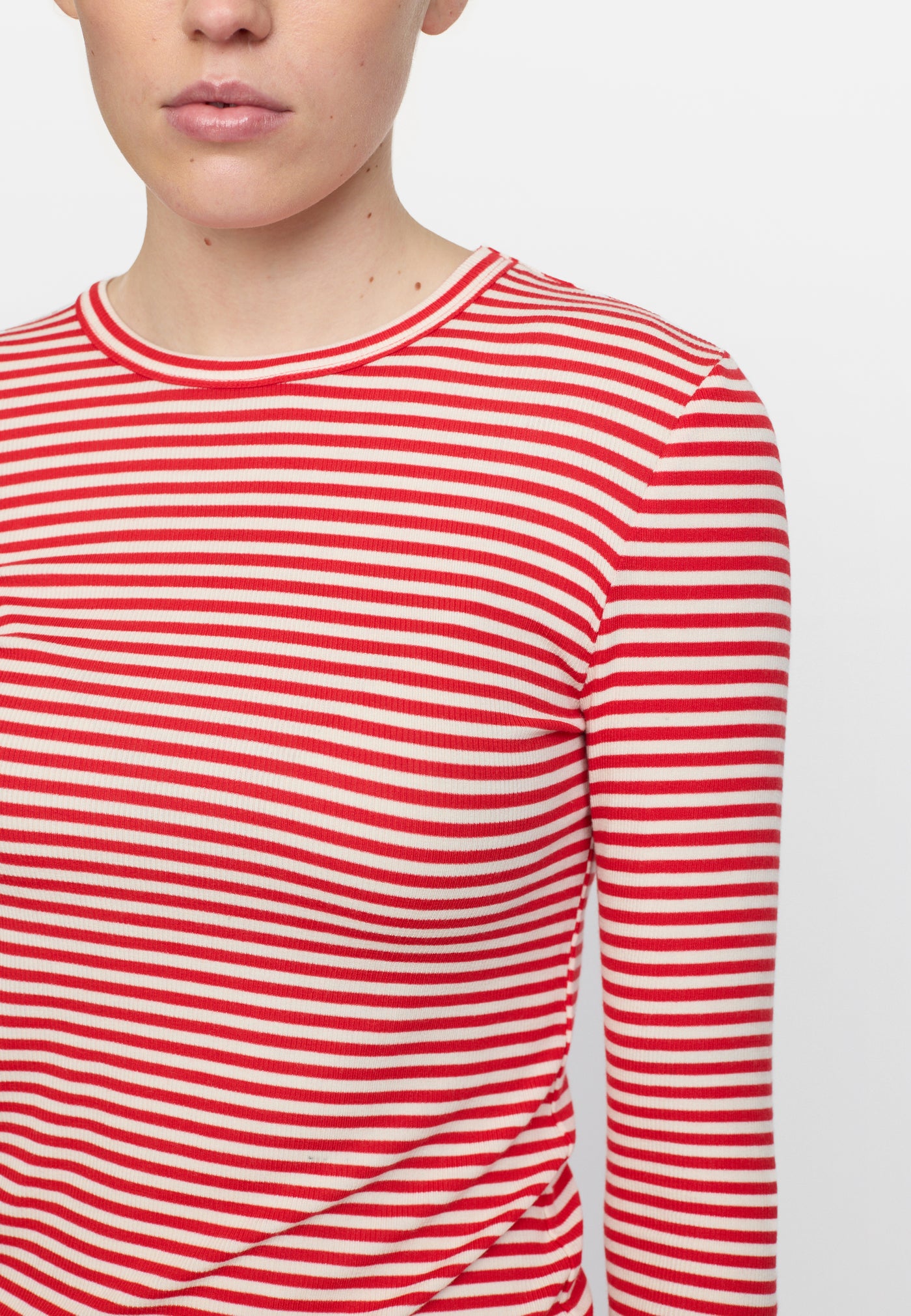 Soft Rebels SRFenja Stripe O-neck Top Tops & t-shirts 272 Arctic Wolf / Racing Red stripes