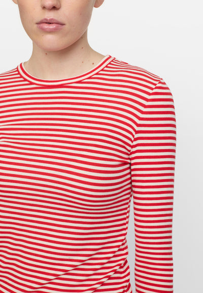 Soft Rebels SRFenja Stripe O-neck Top Tops & t-shirts 272 Arctic Wolf / Racing Red stripes
