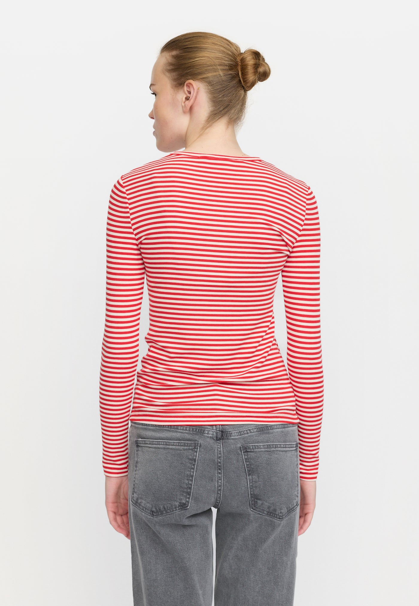 Soft Rebels SRFenja Stripe O-neck Top Tops & t-shirts 272 Arctic Wolf / Racing Red stripes