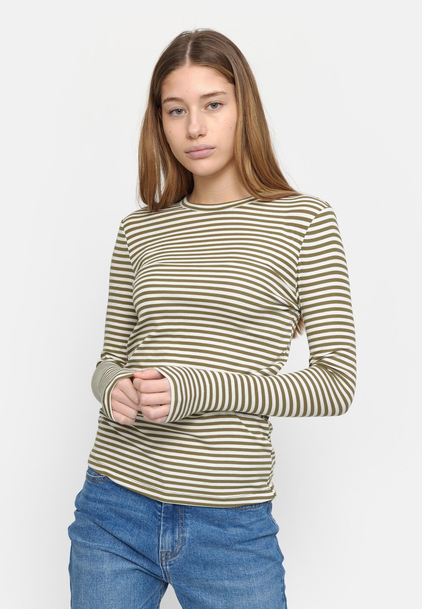 Soft Rebels SRFenja Stripe O-neck Top Shirts & Blouse 571 Martini Olive