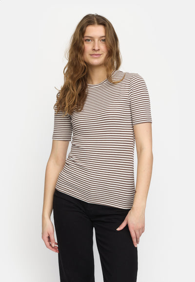 Soft Rebels SRFenja Stripe SS Top Tops & t-shirts 153 Coffee quartz