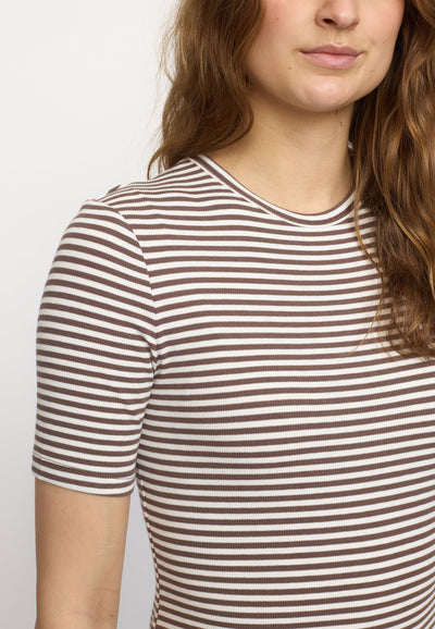 Soft Rebels SRFenja Stripe SS Top Tops & t-shirts 153 Coffee quartz