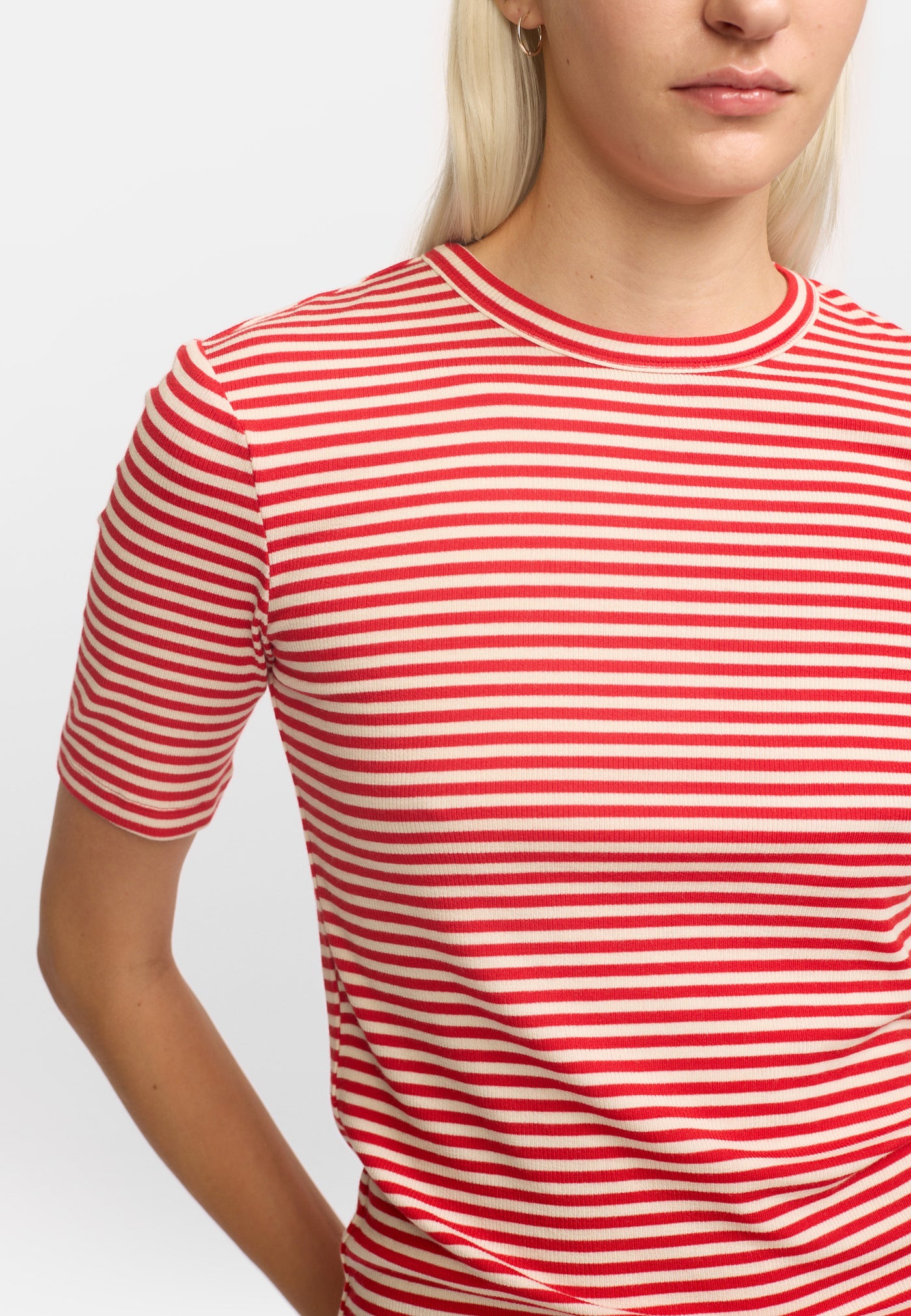 Soft Rebels SRFenja Stripe SS Top Tops & t-shirts 272 Arctic Wolf / Racing Red stripes