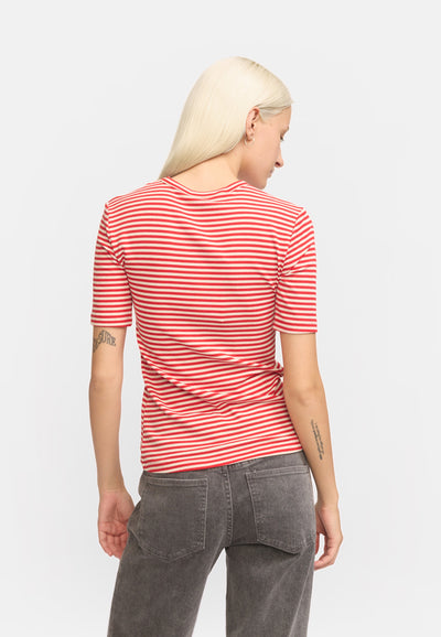 Soft Rebels SRFenja Stripe SS Top Tops & t-shirts 272 Arctic Wolf / Racing Red stripes