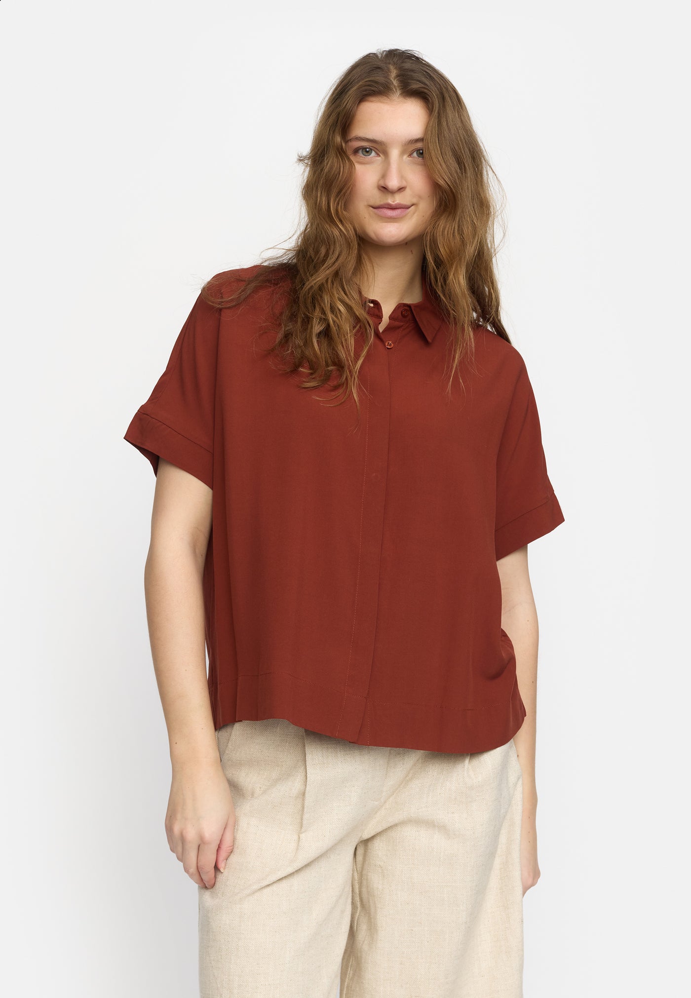 Soft Rebels SRFreedom SS Shirt Shirts & Blouse 870 Brandy Brown