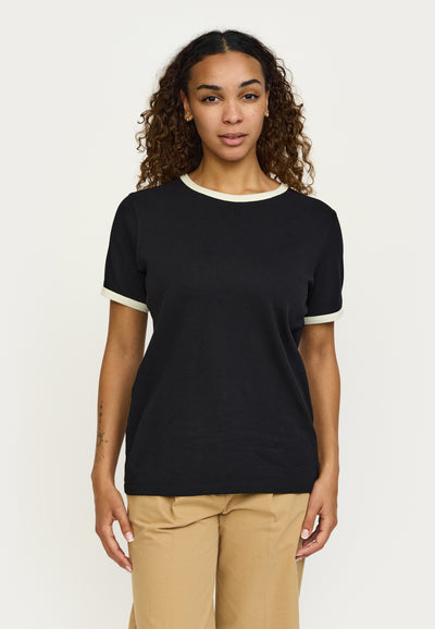 Soft Rebels SRHella Contrasted O-neck Top GOTS Tops & t-shirts 001 Black