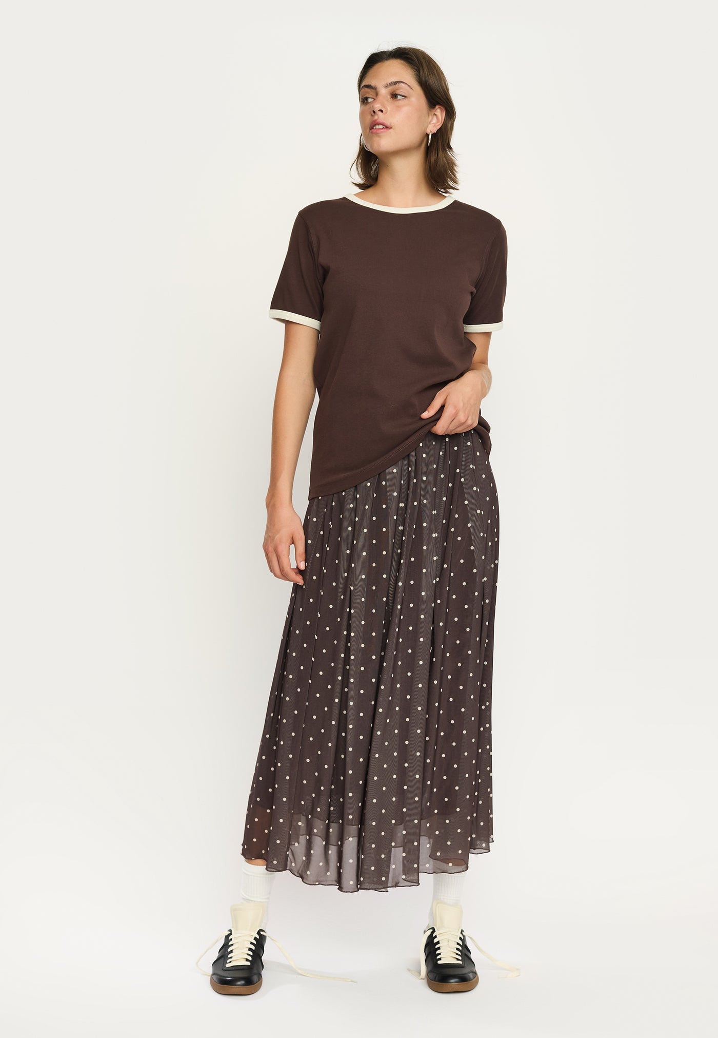 Soft Rebels SRHella Contrasted O-neck Top GOTS Tops & t-shirts 664 Coffee Bean