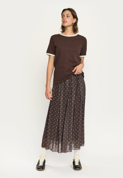 Soft Rebels SRHella Contrasted O-neck Top GOTS Tops & t-shirts 664 Coffee Bean