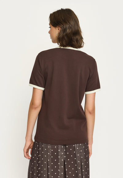 Soft Rebels SRHella Contrasted O-neck Top GOTS Tops & t-shirts 664 Coffee Bean