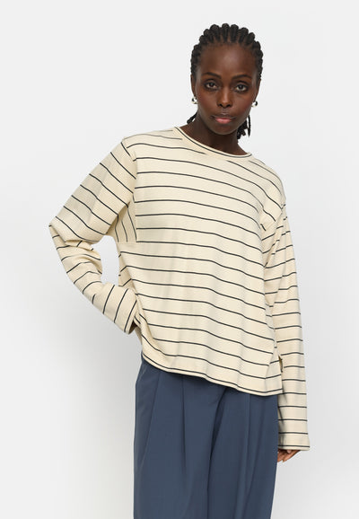 Soft Rebels SRHella Striped LS T-shirt GOTS Tops & t-shirts 044 Whitecap Gray