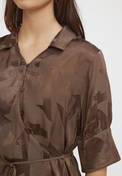Soft Rebels SRMabel Wrap Blouse Shirts & Blouse 561 Jacquard Bold graphic Coffee Quartz