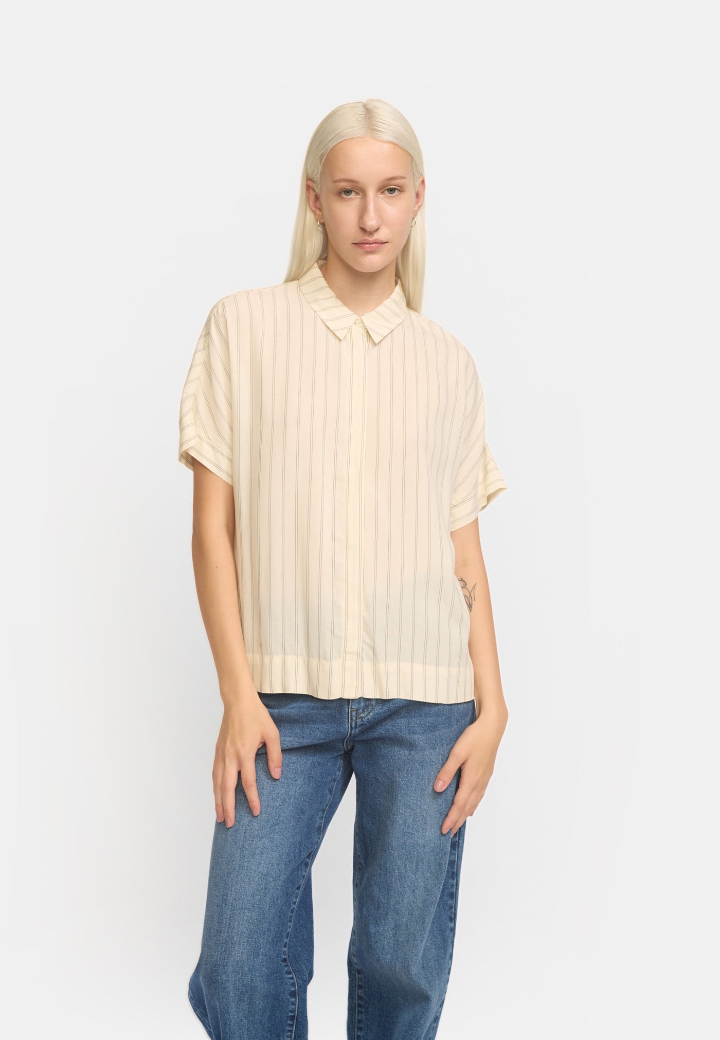 Soft Rebels SRMargot Freedom Striped SS Shirt Shirts & Blouse 301 Striped Black and Arctic Wolf