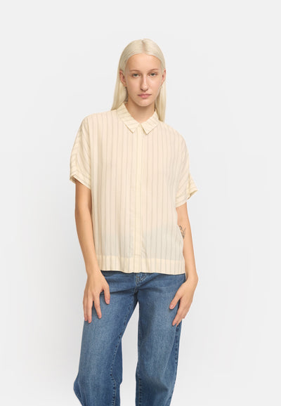 Soft Rebels SRMargot Freedom Striped SS Shirt Shirts & Blouse 301 Striped Black and Arctic Wolf