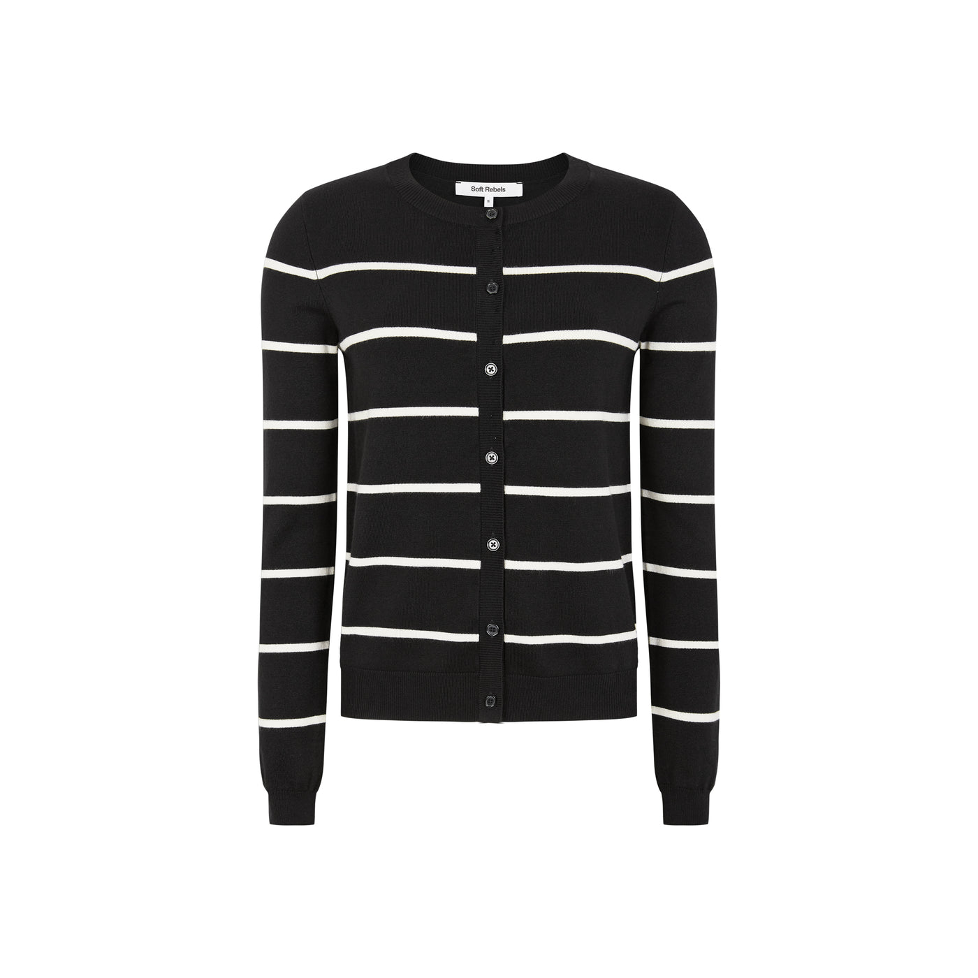 Soft Rebels SRMarla Cardigan Stripe Knit Knitwear 001 Black