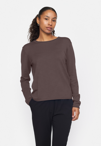 Soft Rebels SRMarla O-Neck Roll Edge knit Knitwear 459 Chocolate Plum