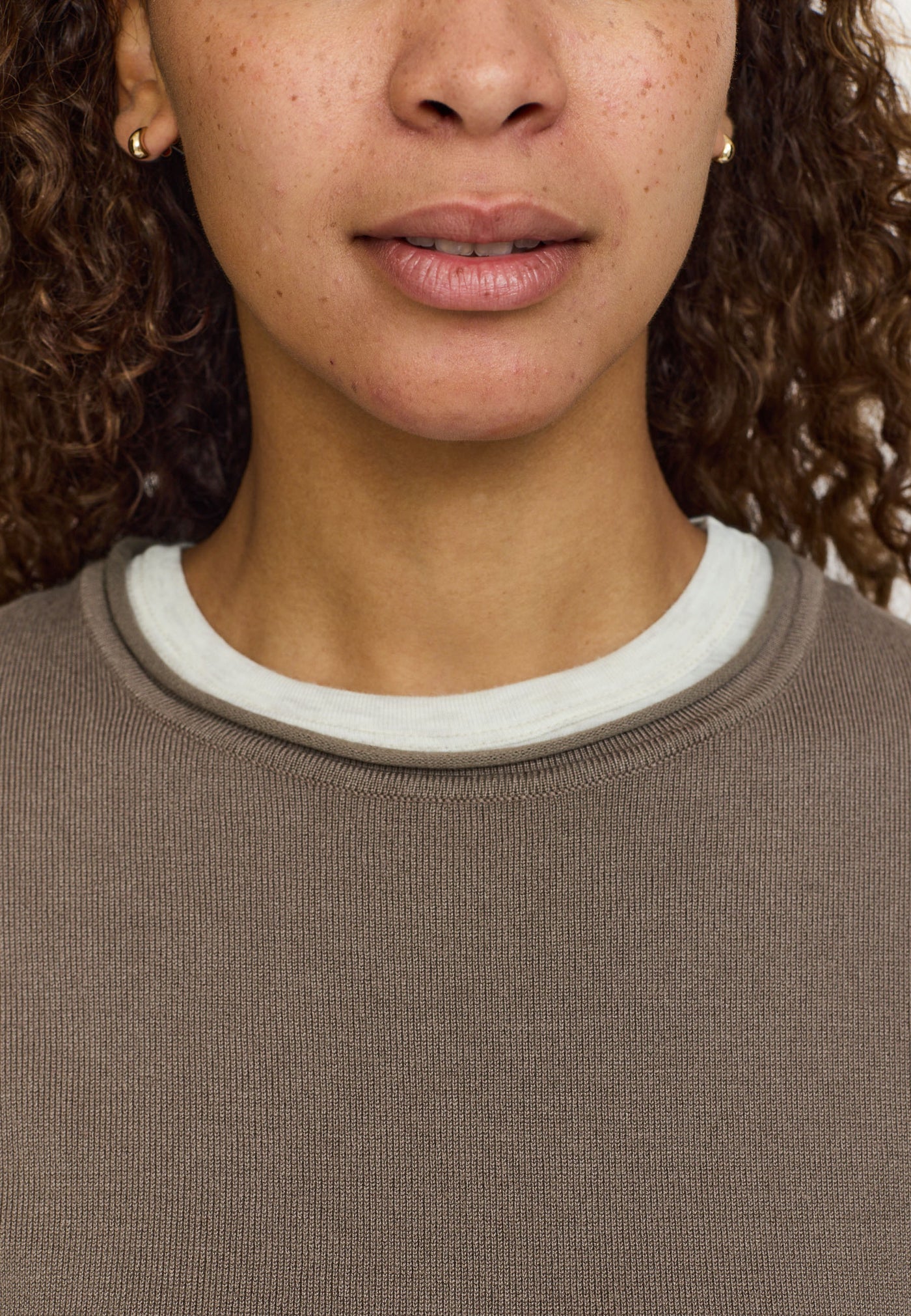 Soft Rebels SRMarla O-neck Knit Roll Edge Knitwear 884 Greige