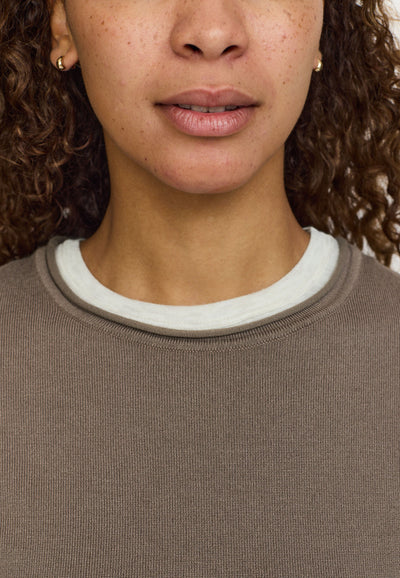 Soft Rebels SRMarla O-neck Knit Roll Edge Knitwear 884 Greige