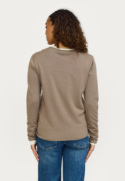 Soft Rebels SRMarla O-neck Knit Roll Edge Knitwear 884 Greige