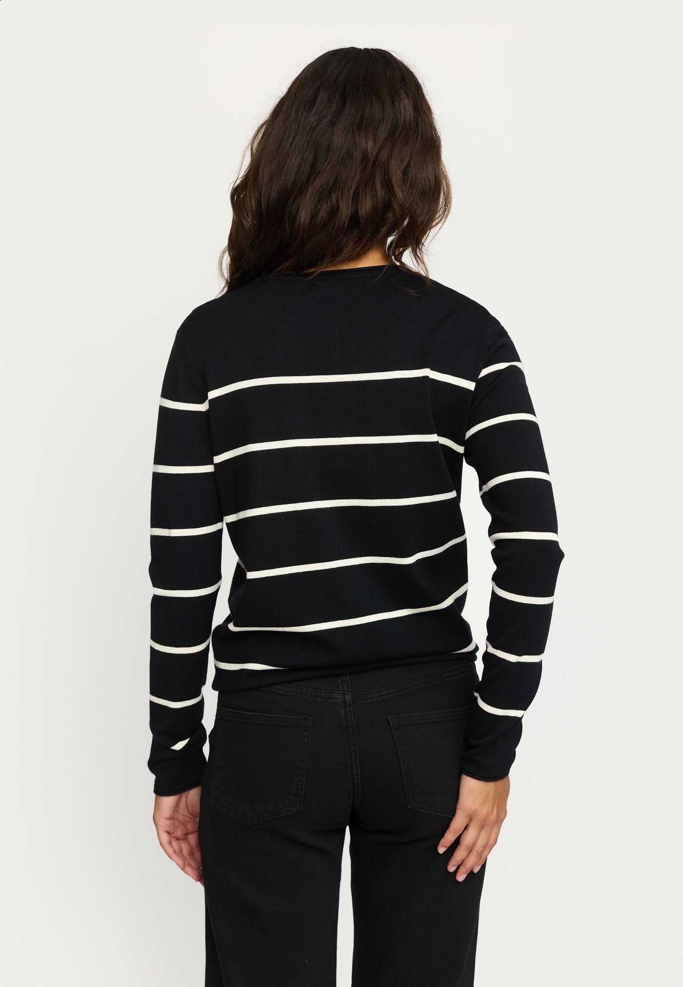 Soft Rebels SRMarla O-neck Roll Edge Stripe knit Knitwear 001 Black