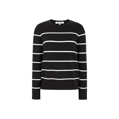 Soft Rebels SRMarla O-neck Roll Edge Stripe knit Knitwear 001 Black