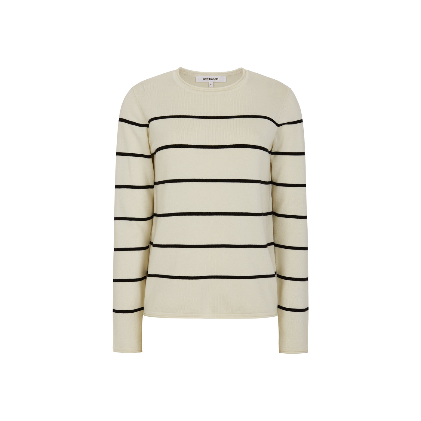 Soft Rebels SRMarla O-neck Roll Edge Stripe knit Knitwear 272 Arctic Wolf