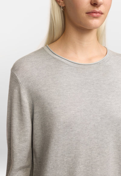 Soft Rebels SRMarla O-neck Knit Roll Edge Knitwear 003 Light Grey Melange