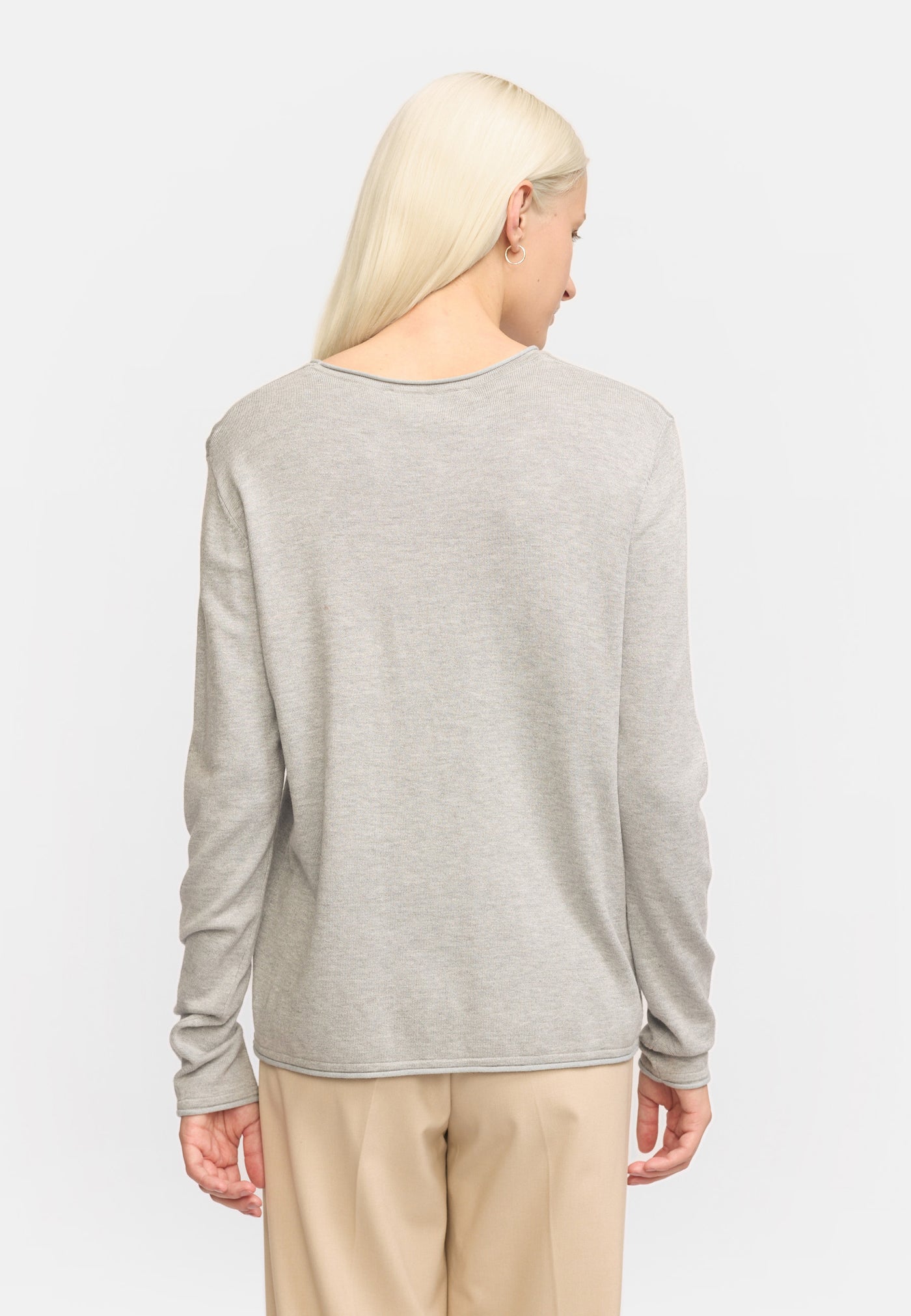 Soft Rebels SRMarla O-neck Roll Edge Knit Knitwear 003 Light Grey Melange