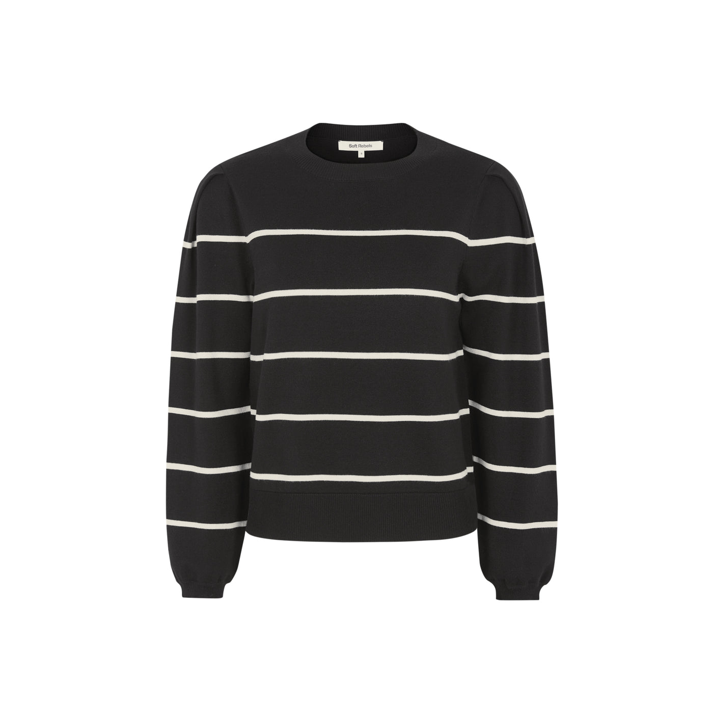 Soft Rebels SRMarla O-neck Stripe Knit Knitwear 001 Black