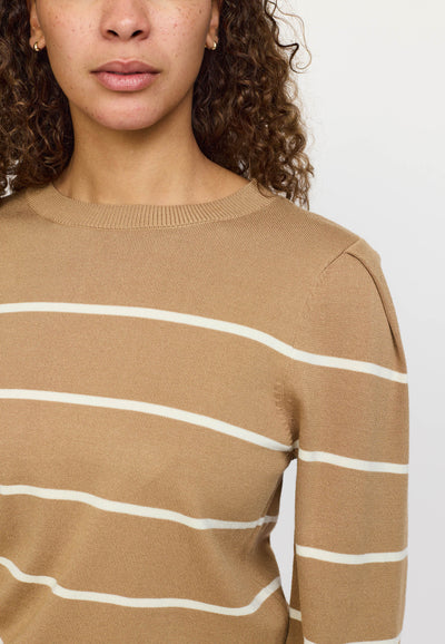 Soft Rebels SRMarla O-neck Stripe Knit Knitwear 882 Cartouche