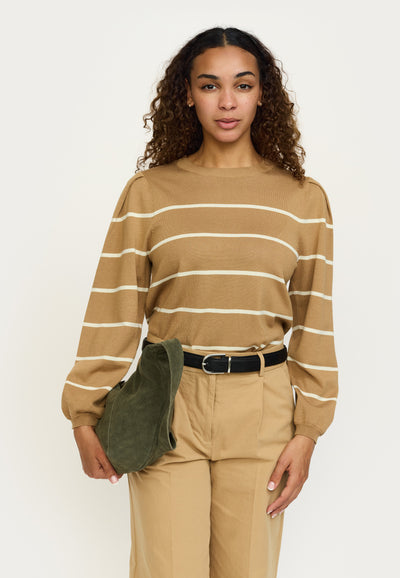 Soft Rebels SRMarla O-neck Stripe Knit Knitwear 882 Cartouche