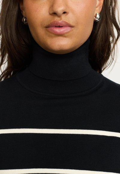 Soft Rebels SRMarla Rollneck Stripe Knit Knitwear 001 Black